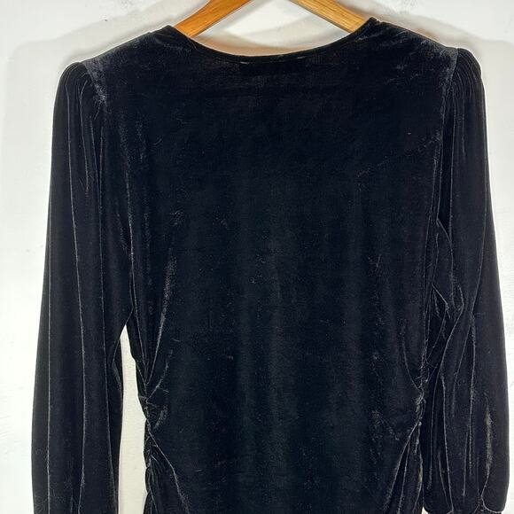 ZARA The Alessa Dress Black Velvet Button Front Mini Womans Small Goth Witchy - Picture 8 of 10